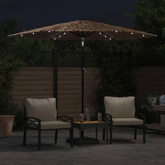 Berkfield Home Comfortable Garden Parasol with LEDs & Steel Pole Brown 268x268