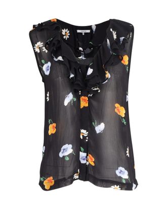 Ganni Ganni Floral Sleeveless Blouse in Black Viscose