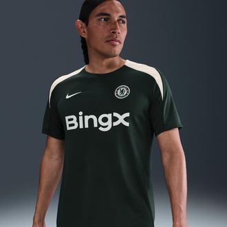 Nike Chelsea FC Strike Nike Mens Dri-FIT Soccer Short-Sleeve Top in Green | HJ7750-347