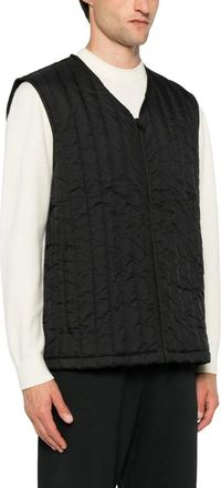 Rains Jassen, Heren, Zwart, L, Gewatteerd V-hals Gilet