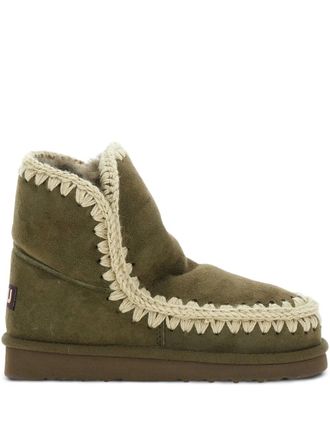 Mou logo-patch suede boots - Green