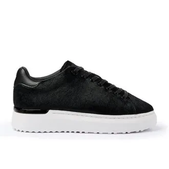 Mallet Footwear Pony Hair Low-Top Platform Trainers in Black at Nordstrom, Size 10
