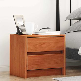 vidaXL Vidaxl Comodini 2 Pz Marrone Cerato 40 X 30.5 X 35.5 Cm Legno Di Pino