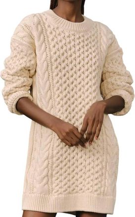English Factory Oversized Cable Knit Dress In Cream