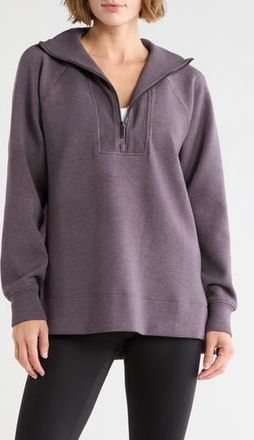 Spanx Air Essentials Brushed Half-Zip Sweatshirt in Heather Storm at Nordstrom Rack, Size X-Small