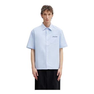 Daily Paper Clothing Script Short Sleeve Shirt - Heren - Overhemden - Blauw - Maat: 2XL Katoen