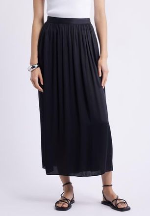 Nordstrom Gathered Midi Skirt in Black at Nordstrom, Size Small