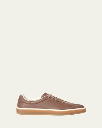 Loro Piana Mens Tennis Walk Mixed Leather Sneakers