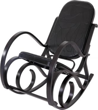 Hhg Hhg - Nunca Usado] Mecedora M41, Sill&oacute;n Giratorio Sill&oacute;n Tv, Madera Maciza, Aspecto Nogal, Cuero Patchwork Negro