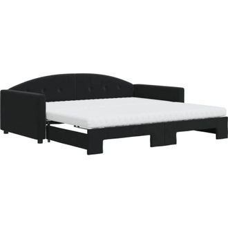 vidaXL Vidaxl - Sof&aacute; Cama Nido Con Colch&oacute;n Terciopelo Negro 100x200 Cm
