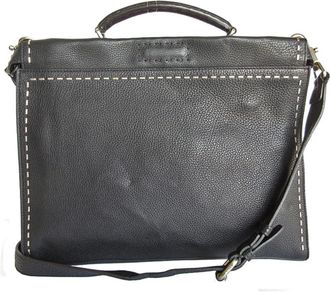 Fendi Selleria Black Leather Handbag Shoulder Bag (Pre-Owned)