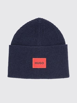 HUGO BOSS Pure Wool Beanie Hat with Turn-Up Cuff and Contrast Logo