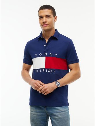 Tommy Hilfiger Mens Regular Fit Colorblock Flag Polo - Preppy Navy - XXXL