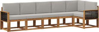 vidaXL Conjunto De Sof&aacute;s De Exterior 6 Uds. Natural Y Gris Claro Vidaxl