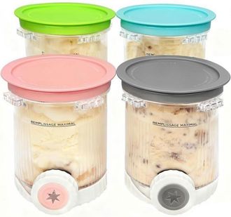 OEM Recipiente Pinta - Para M&aacute;quina De Helados Ninja Swirl Nc700 Nc701 - Sin Bpa - Lavavajillas - Pack De 4