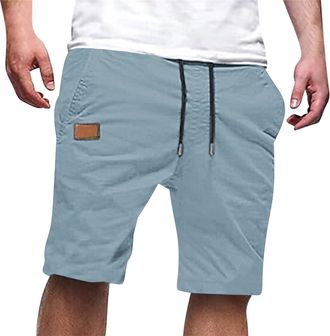 Generic Mens Cargo Shorts Breathable Bottoms with Pockets Drawstring Elastic Waist-Sports Joggers Casual Knee Length Baggy Combat Trousers Running Hiking Shor