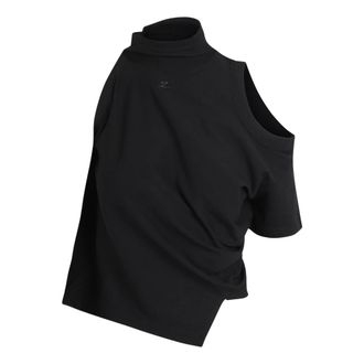 Courr&egrave;ges Dames, Tops, Zwart, Maat: S Leer