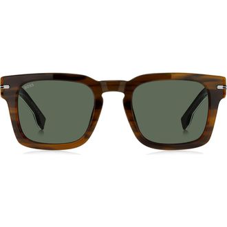 BOSS 1625/S 50mm Rectangle Sunglasses in Striped Brown Black at Nordstrom Rack