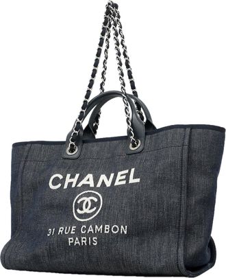 Chanel Navy Denim Tote Bag (Pre-Owned)
