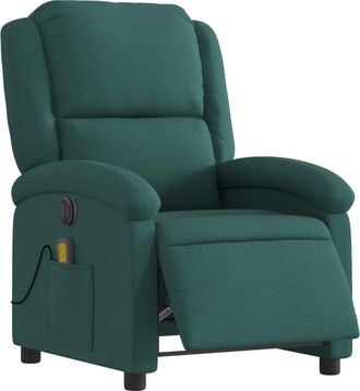 vidaXL Sill&oacute;n Reclinable De Masaje El&eacute;ctrico Tela Verde Oscuro Vidaxl