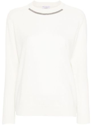 Brunello Cucinelli Monili-chain knitted jumper - White