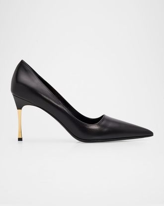 Gucci 85mm Trinity Leather Pointed-Toe Pumps