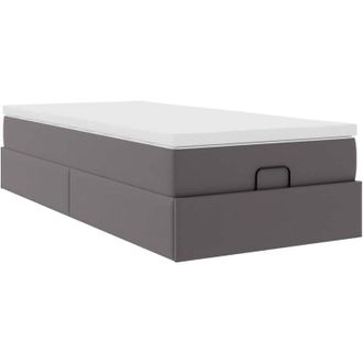 vidaXL Estructura Cama Otomana Colch&oacute;n Cuero Sint&eacute;tico Gris 80x200cm Vidaxl