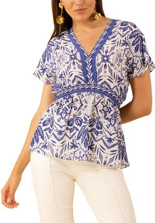 Hale Bob Persephone Short Sleeve Silk Top