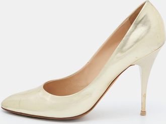 Giuseppe Zanotti Gold Leather Round Toe Pumps