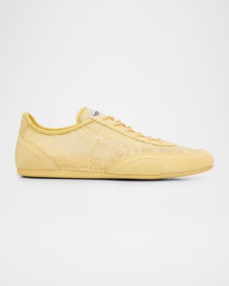 Jimmy Choo London Sunny Floral Lace and Mixed Leather Trainers