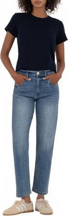 Kut from the Kloth Kit High Rise Relaxed Straight Leg Denim Jeans In Ahead With Medium Wash