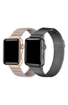 Posh Tech Assorted 2-Pack Leather & Stainless Steel Mesh Apple Watch Watchbands at Nordstrom, Size 44