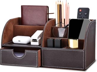 OEM Caja De Almacenamiento Para Oficina, Con Compartimentos, Multifuncional, Fabricada En Piel Sint&eacute;tica
