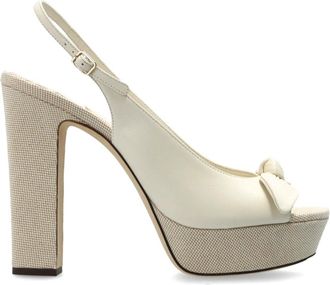 Jimmy Choo London Ziva 120 Platform Sandalen - Dames - Sandalen met hakken - Beige - 40 EU - Leer - Schoenen