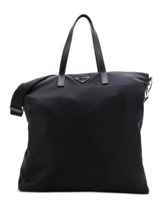 Prada Vela Zip Top Convertible Tessuto Large tote bag - Black