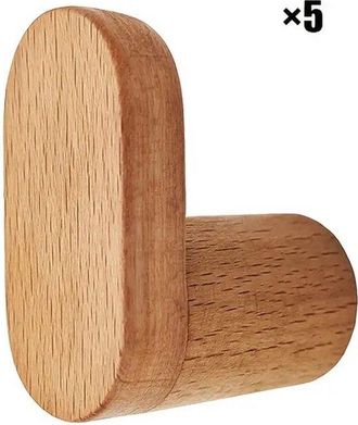 No Brand Paquete De 5 Ganchos De Madera Instalaci&oacute;n Sin Taladrar Estilo R&uacute;stico Retro Ideales Para Ba&ntilde;os, Recibidores Y Dormitorios