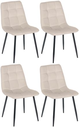 Clp Set de 4 sillas con patas de metal y asiento en Terciopelo Crema