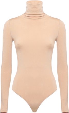 Wolford Form-Fitting Beige Bodysuit With High Neck