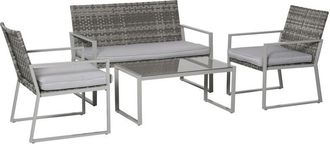 OUTSUNNY 4PCS Outdoor Patio pe Rattan Wicker Sofa Chaise Lounge Furniture Set