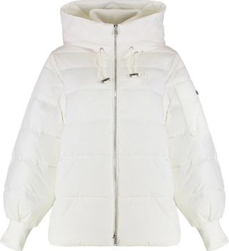 Pinko Crusca Hooded Short Down Jacket - Dames - Winterjassen - Wit - S - Leer - Jassen