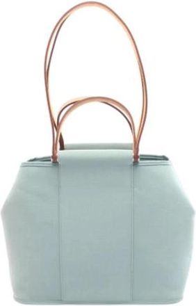 Herm&egrave;s Pre-owned Canvas Satchel - Dames - Vintage Schoudertas - Blauw - ONE Size - Leer - Vintage