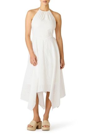 Steve Madden Dalina Eyelet Embroidery Halter Dress in Birch White at Nordstrom, Size X-Small