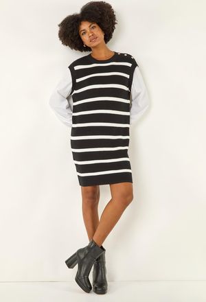Roman Striped Shirt Knit Dress