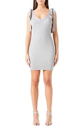 endless rose Ribbed Body-Con Minidress in Silver at Nordstrom Rack, Size Small
