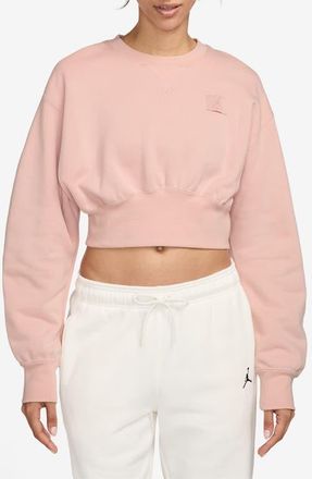 Nike Jordan Flight Fleece Crop Sweatshirt in Pink Oxford at Nordstrom, Size Large