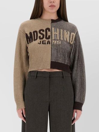Moschino knitwear block cropped sleeves ribbed texture