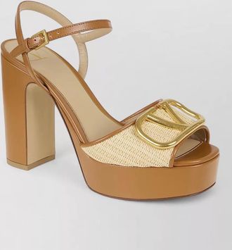 Valentino Garavani sandal vlogo signature rafia leather logo heel