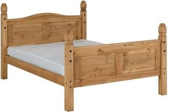 Seconique Seconique - Corona 4 Feet 6 Inches Bed High Foot End - L206.5 x W147.5 x H117 cm - Distressed Waxed Pine