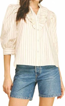 Pinch Design Latte Stripe Top In Cream Taupe Stripes