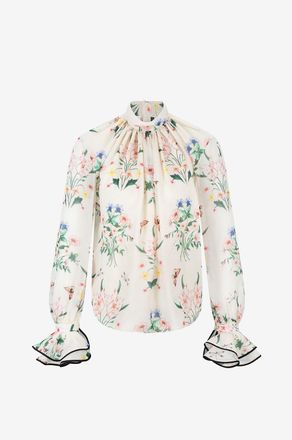 Giambattista Valli Seidengeorgette-Bluse Botanical